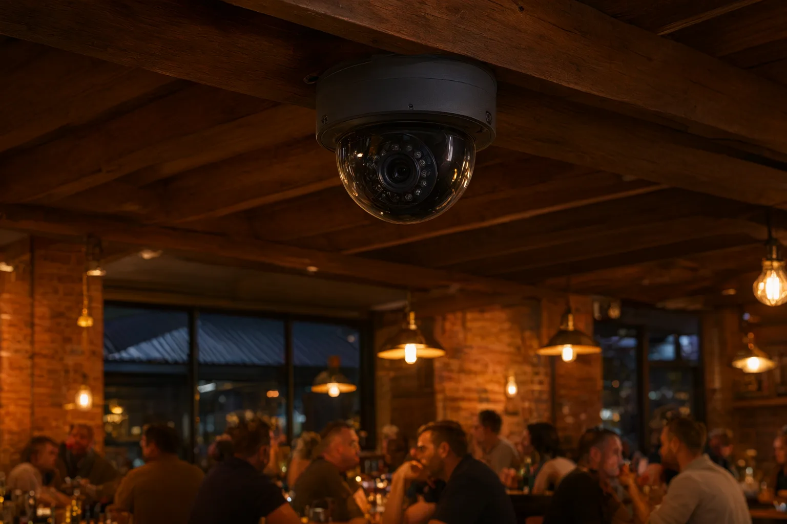 Professional CCTV camera installed in an Australian pub to protect liquor licence compliance