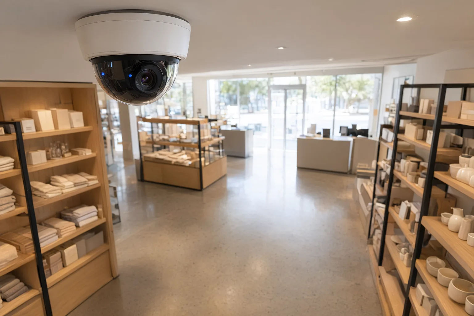 High-resolution CCTV camera installed in an Australian retail store to deter shoplifting and protect profits